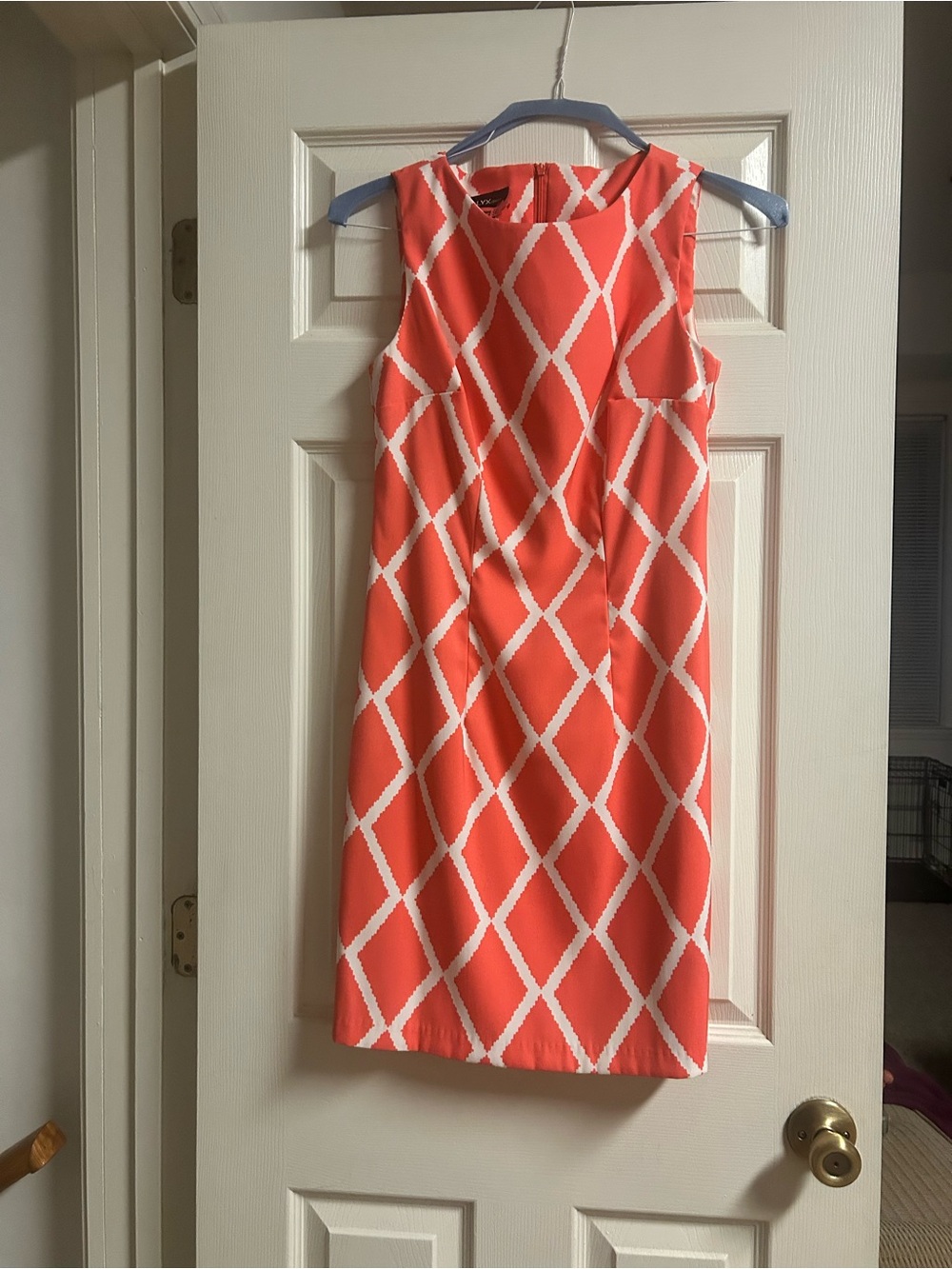 Alyx Coral & White Diamond-Print Sleeveless Midi Dress, size S